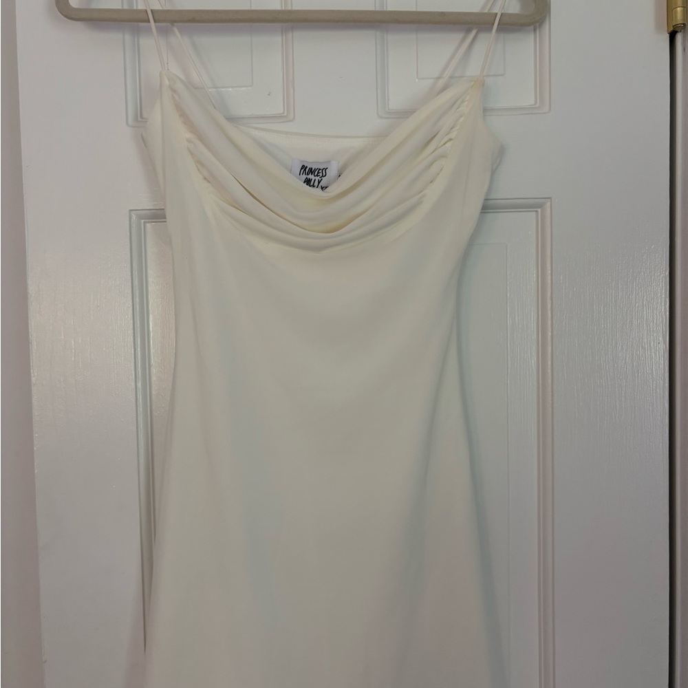 Princess Polly Cream Slip Dress Sleeveless Cowl Neck